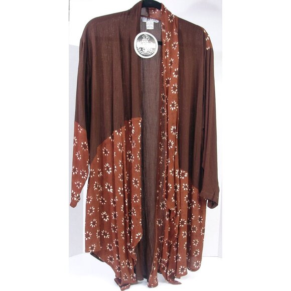 Unique NWT Boho Long Duster Jacket *2X* Floral Batik Artisan Tunic, Daily Planet - Picture 1 of 4